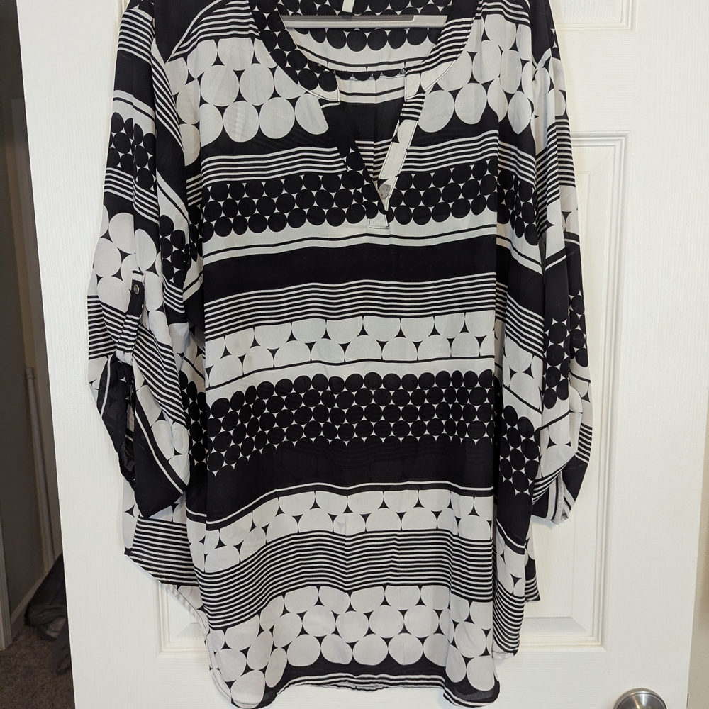 Cato Black and White Patterned Blouse